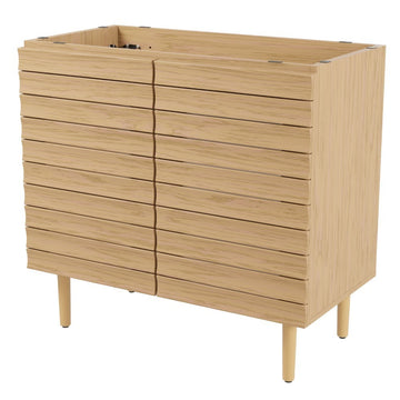 Aubert Thick Linear Slat Modern Farmhouse 2-Shelf Bath Vanity Cabinet Only (Sink Basin not Included)